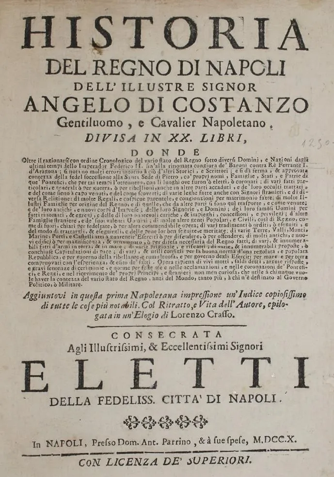 Costanzo,A.di. – Historia del regno die Napoli