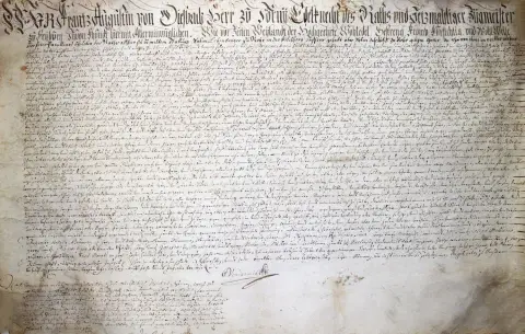 Lehensbrief – für Peter Panillard in Rohr bei Tafers (Fribourg), ausgestellt im Namen von Franz August von Diesbach