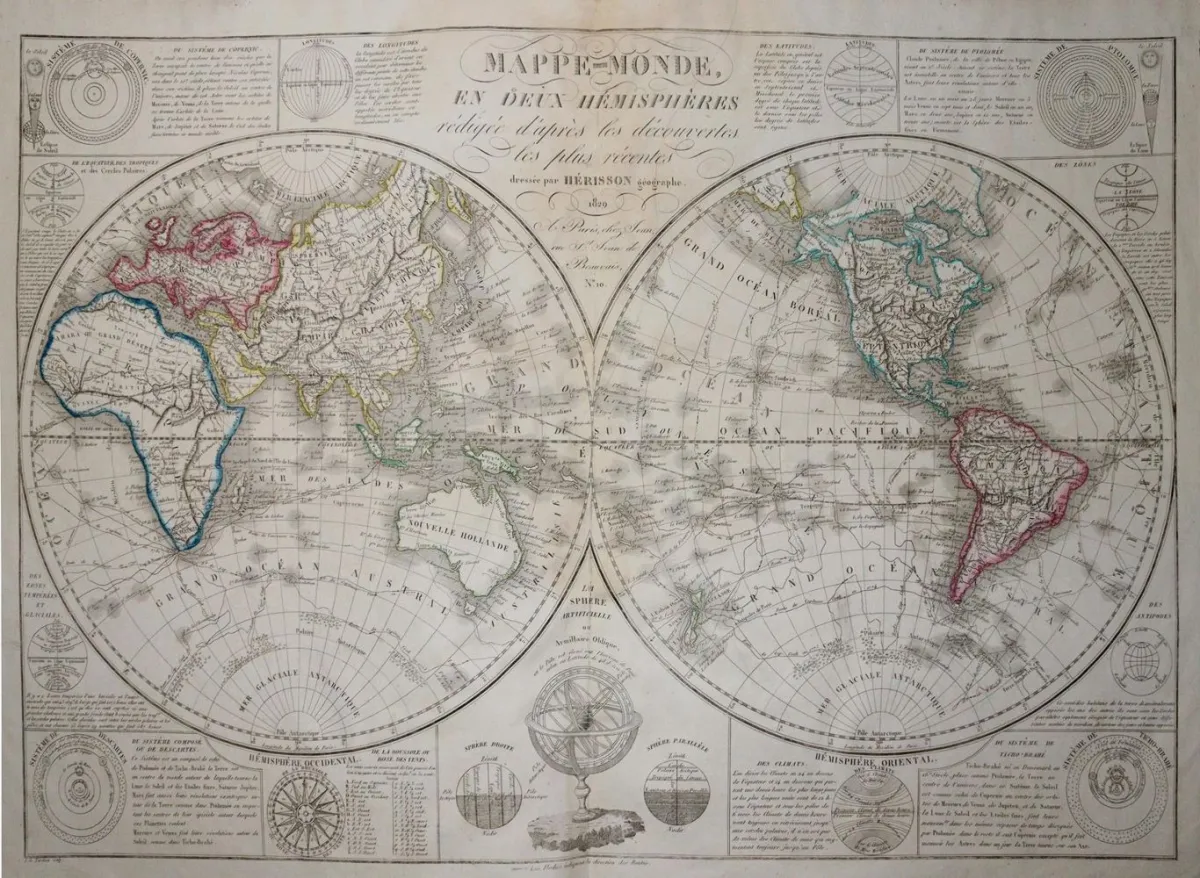 Atlas – with 6 border-coloured engraved maps