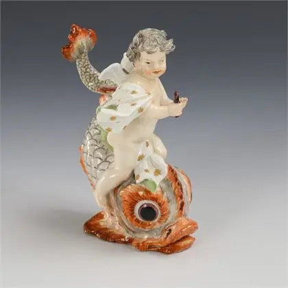 Putto op dolfijn. Meissen