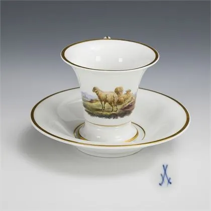 Tasse de vitrine avec peinture animalière. Meissen