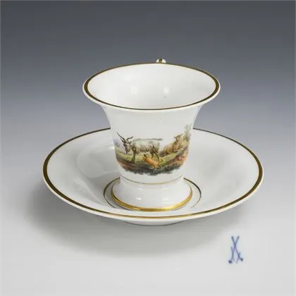 Tasse de vitrine avec peinture animalière. Meissen