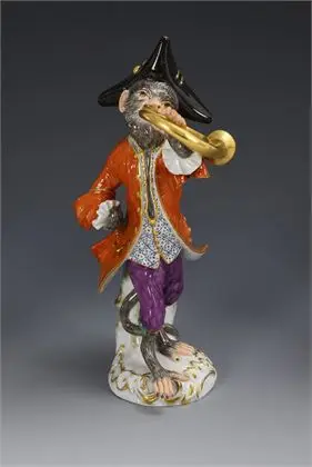 Aap als hoornist. Meissen