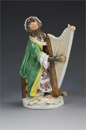 Aap als harpiste. Meissen
