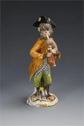 Aap als doedelzakspeler. Meissen