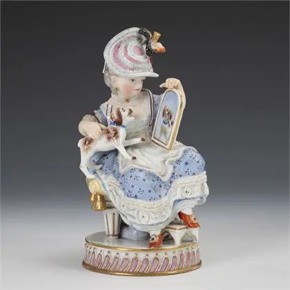 Meisje met hond en spiegel. Meissen