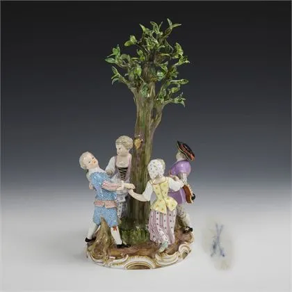 Children's round dance around a tree. Meissen
