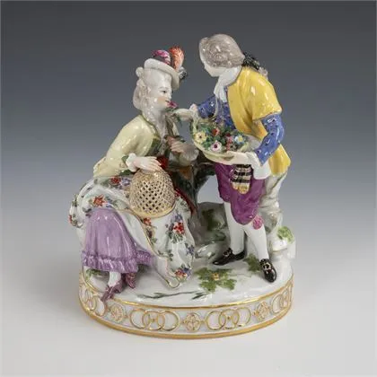 Lovers group with birdcage. Meissen