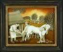 Zufika, Drago, Künstler des 20. Jh. – Hinterglasmalerei, 19 x 24 cm, "Beim Hufschmied", u.r. sign., dat. 1982;
