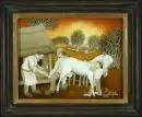 Zufika, Drago, artiste du 20e s. – Peinture sous verre, 19 x 24 cm, "Beim Hufschmied", sign. en bas à droite, daté 1982