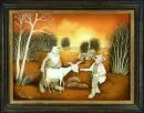 Zufika, Drago, umělec 20. stol. – Malba na skle, 29 x 39 cm, "Ziegenhirten", sign. vlevo dole, dat. 1983