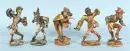 Danseurs mauresques, 5 pièces – bois, polychrome, chacun sur socle, H = 17 cm, 2e moitié 20e s., 2 avec mains légèrement endommagées ;
