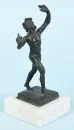 Faune dansant de Pompéi – figurine en bronze, patine foncée, sur socle en marbre blanc, H totale = 21 cm
