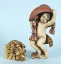 Angel with cardinal's hat – wood, polychrome, on decorated wall console, total H= 36 cm, 20th c.