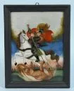 Hinterglasmalerei "Hl. Georg" – 25 x 19 cm, von Gertrud Wiedra, Weiler/Allgäu, 20. Jh., R;