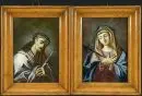 Peintures sous verre, 2 pièces "Ecce Homo et Mère des Douleurs"
