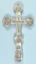 Croix – bois, riches appliques en nacre sculptée avec Christ, Vierge et les 4 Évangélistes, H= 31,5 cm