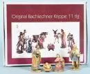 Figurines de crèche, 11 pièces – matière synthétique, polychrome, H= 2-7 cm, d'après la crèche Bachlehner, emballage d'origine
