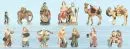 Krippenfiguren, 13 Stück – Kunstmasse, farbig gefasst, H= 7-13 cm, u.a. Hl. Familie, Bauern, Kamele;