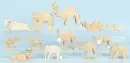 Figurines de crèche, 13 pièces - Animaux – Bois, H= 4-19 cm, entre autres chameaux, ânes, éléphants