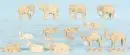 Figurines de crèche, 13 pièces - animaux – bois, H= 5-14 cm, âne, chameaux, bœufs, éléphants