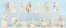 Figurines de crèche, 14 pièces – bois, H= 10-17 cm, bergers et paysans