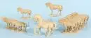 Figurines de crèche, 15 pièces - chevaux – bois, H= 7-12 cm