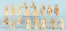 Figurines de crèche, 16 pièces – bois, H= 10-18 cm, bergers et paysans