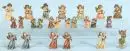 Anges musiciens, 24 pièces – bois, polychrome, H= 6-12 cm