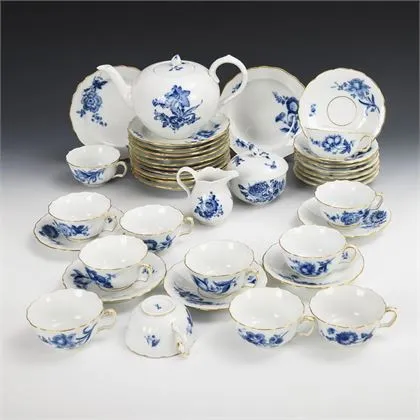 Theeservies "Blaue Blume". Meissen