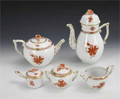 5 Teile "Apponyi Orange". Herend