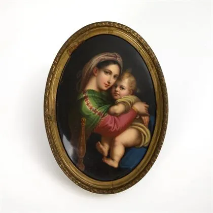 Klein porseleinschilderij: Madonna della sedia