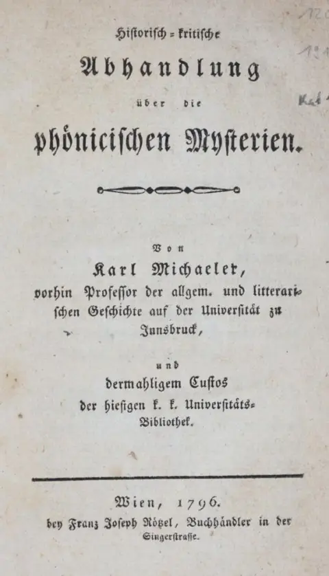Michaeler,K. – Traktat historyczno-krytyczny o misteriach fenickich