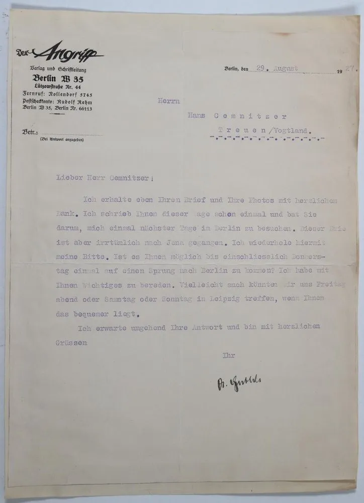 Goebbels, Joseph. – Ms