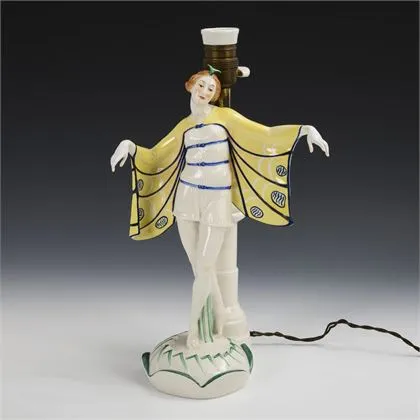 Podstavec lampy Art deco: "Tanečnice se slunečnicemi" (původní název). Schwarzburger Werkstätten