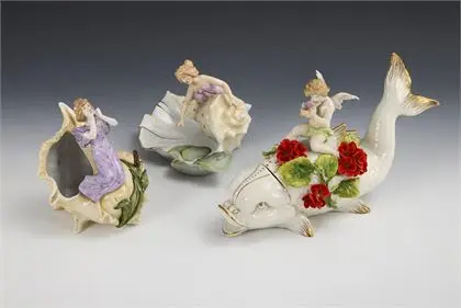 2 figuratieve schalen en 1 visdoos. Schierholz