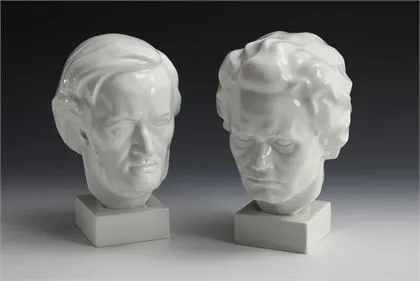 Paar Büsten: Beethoven und Wagner. Augarten