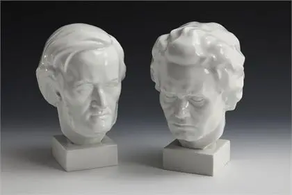 Paar Büsten: Beethoven und Wagner. Augarten