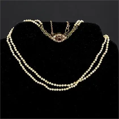 High-quality historical 2-row pearl necklace