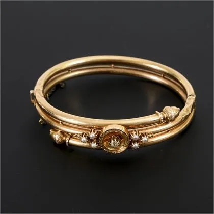 Historical bangle with diamond and seed pearls