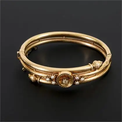 Historical bangle with diamond and seed pearls
