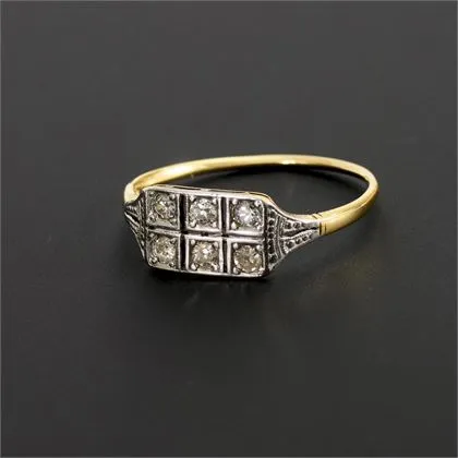 Art Deco ring with diamonds in silver