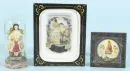 Figurines de cire, 2 pièces et 1 support de dévotion