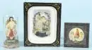 Figurines de cire, 2 pièces et 1 support de dévotion