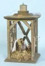 Weihnachtskrippe – Holz, Laternenform, H= 35 cm, mit Hl. Familie aus Kunstguss;