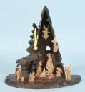 Weihnachtskrippe mit Spieluhr – Holz, dunkel gebeizt, 26 x 27 x 16 cm, mit 10 montierten Holzfiguren;
