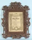 Cadre en bois, décor ajouré richement sculpté avec pampres, fenêtre 43 x 32,5 cm, total 79 x 61 cm, minimalement endommagé