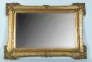 Miroir – bois/masse moulée, finition bronze, cadre galbé avec coins décorés, verre à facettes, 106…