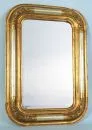 Mirror – wood/moulded composition, gold- and silver-coloured finish, relief floral decor, rounded corners, 69 x 48 cm