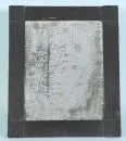 Miroir – noyer, ébonisé, coins en relief, verre avec décor floral gravé, 34 x 28,5 cm, Biedermeier, 19e s.
